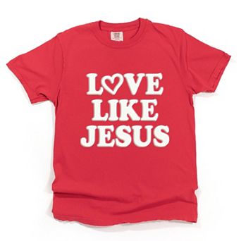 Love Like Jesus Heart Bold Puff - Women's Garment Dyed Graphic T-Shirt