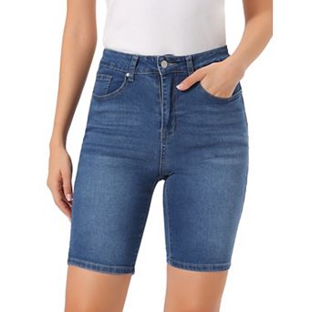 Jean Shorts for Women Stretchy Mid Rise Casual Denim Bermuda Shorts