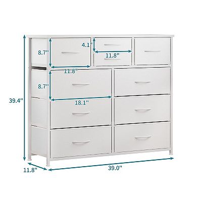 10-Drawer Fabric Storage Dresser with Small Deep Drawers