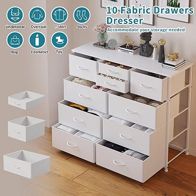 10-Drawer Fabric Storage Dresser with Small Deep Drawers