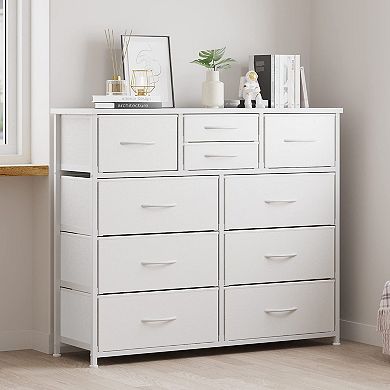 10-Drawer Fabric Storage Dresser with Small Deep Drawers