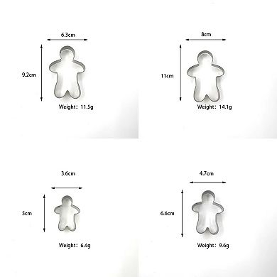 Stainless Steel Gingerbread Man Cookie Cutter 4 Pcs