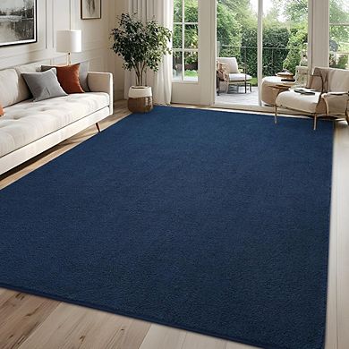 4x6 ft Navy Blue Washable Memory Foam Rug, Non-Slip Indoor Area Carpet