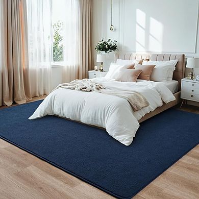 4x6 ft Navy Blue Washable Memory Foam Rug, Non-Slip Indoor Area Carpet