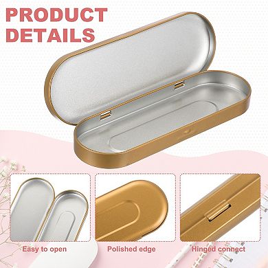 3 Pack Metal Hinged Tins Box Rectangular Empty Tin Box Portable Pencil Containers
