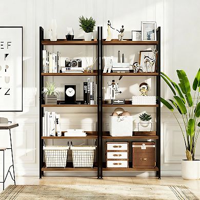 5 Tier Multifunctional Bookshelf, Metal Frame, Easy Assembly, Modern Style