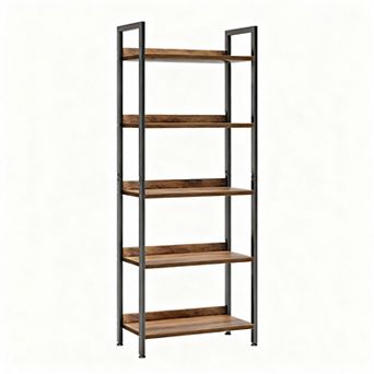 5 tier Multifunctional Bookshelf, Metal Frame, Easy Assembly, Modern Style