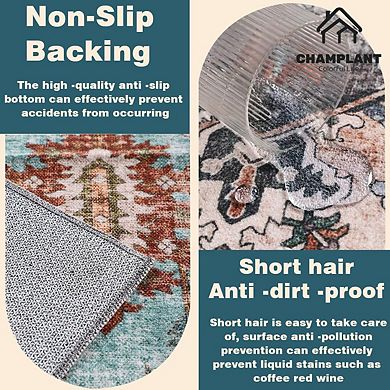 5'x7' Washable Area Rug, Boho Medallion, Non-Slip, Indoor, Retro