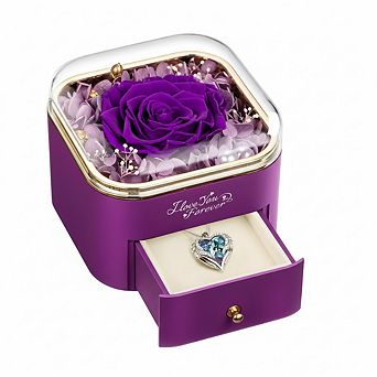 Preserved Rose with Angel Wings Necklace: Perfect Gift for Women on Mother's Day Birthdays