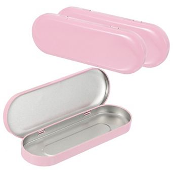 3 Pack Metal Hinged Tins Box Rectangular Empty Tin Box Portable Pencil Containers
