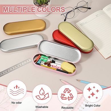 3 Pack Metal Hinged Tins Box Rectangular Empty Tin Box Portable Pencil Containers