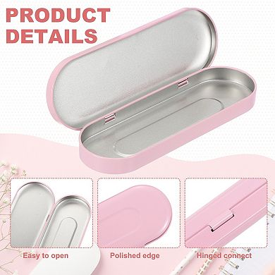 3 Pack Metal Hinged Tins Box Rectangular Empty Tin Box Portable Pencil Containers