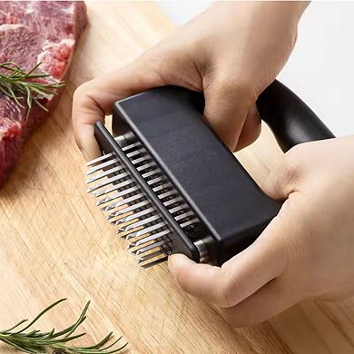 Stainless Steel Meat Tenderizer for Steaks, Chicken, Pork - Sharp Needles to Puncture Meat