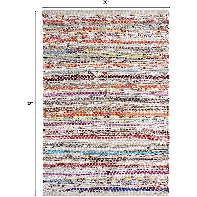 Cotton Chindi Rag Rug - 2 Pack Boho Farmhouse Rustic Area Accent Throw Rug - 20 x 32 in Multi Color