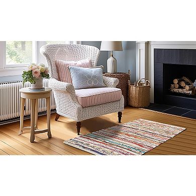 Cotton Chindi Rag Rug - 2 Pack Boho Farmhouse Rustic Area Accent Throw Rug - 20 x 32 in Multi Color