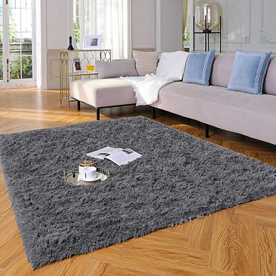 4x6 Grey Fluffy Shag Rug Soft Non-Slip Area Carpet for Home or Nursery