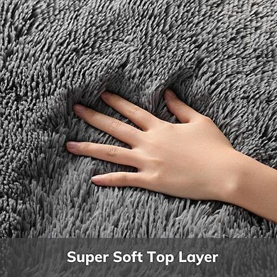 4x6 Grey Fluffy Shag Rug Soft Non-Slip Area Carpet for Home or Nursery