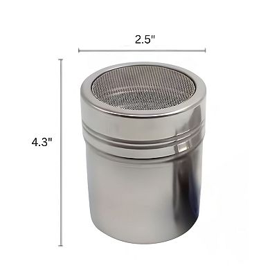Stainless Steel Powdered Sugar Cinnamon Can Shaker Duster with Fine Mesh Lid