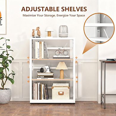 3-Tier Metal Bookshelf with Adjustable Shelves for Home Office