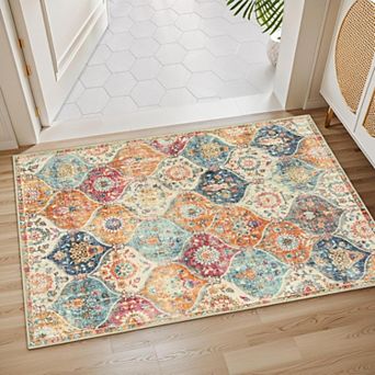 Trellis Washable Rug, 2x3 Kitchen Rugs for Entryway Bathroom, Non-Slip Indoor Door Mat Ultra-Thin