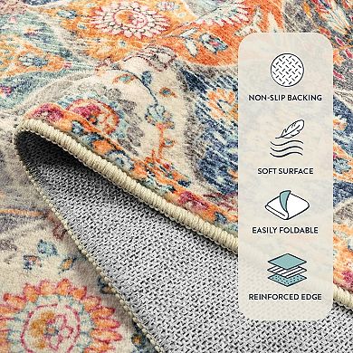 Trellis Washable Rug, 2x3 Kitchen Rugs for Entryway Bathroom, Non-Slip Indoor Door Mat Ultra-Thin