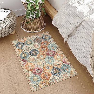 Trellis Washable Rug, 2x3 Kitchen Rugs for Entryway Bathroom, Non-Slip Indoor Door Mat Ultra-Thin