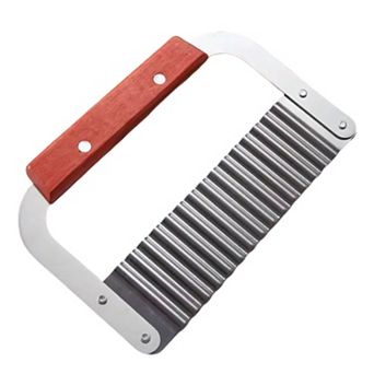 Stainless Steel Wavy Crinkle Cutter Slicer with Wooden Handle