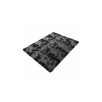 6'x9' Shag Area Rug, Ultra-Soft Fluffy Faux Fur, Tie-Dye, Dark Gray