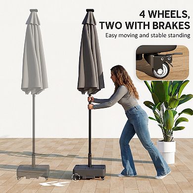 Patio Umbrella Base with Wheels, Heavy Duty Outdoor Umbrella Stand Holder