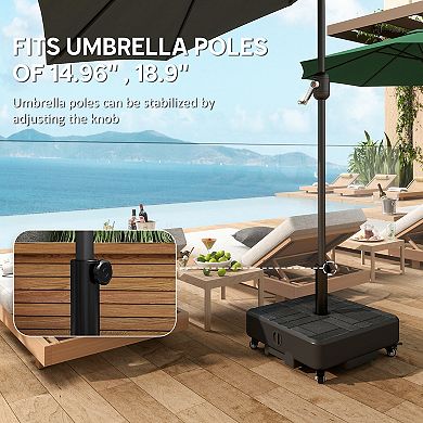 Patio Umbrella Base with Wheels, Heavy Duty Outdoor Umbrella Stand Holder