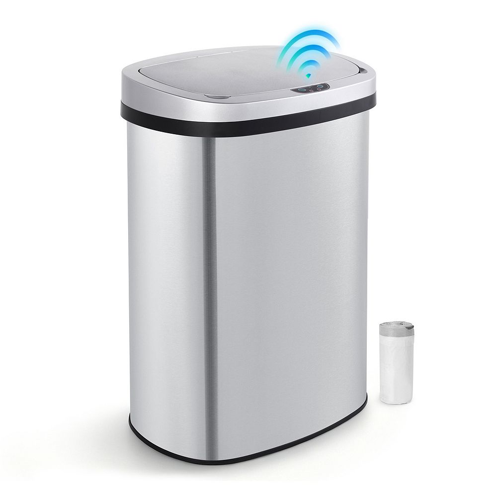 13 Gal./50 Liter Stainless Steel Oval Motion Sensor Trash Can for Kitchen