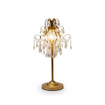 27"H Gold Vase with Hanging Crystal Chandelier Shade LED Lamp