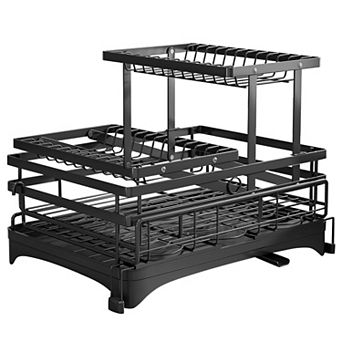 Two-tier Large-capacity Kitchen Countertop Dish Rack With Knife And Fork Rack