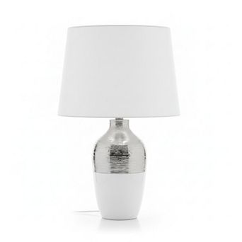 23"H White Ceramic Vase with Metallic Accent Table Lamp