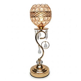 16.5"H Gold Curved Scroll Base Crystal Globe Touch Lamp