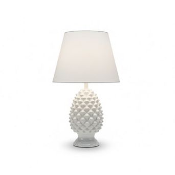 17"H Pinecone Ceramic Base Table Lamp with White Shade