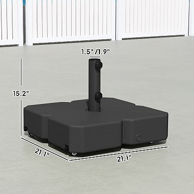 Outsunny Patio Umbrella Base with Wheels for 1.5"/1.9" Poles,