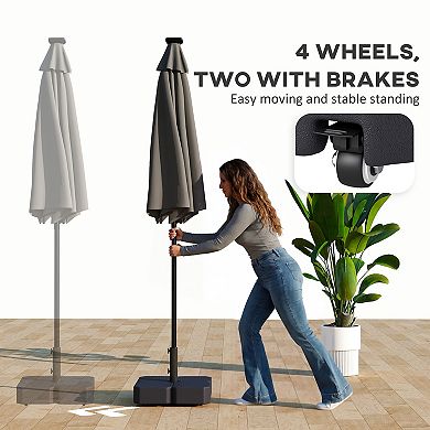 Outsunny Patio Umbrella Base with Wheels for 1.5"/1.9" Poles,