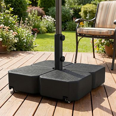 Outsunny Patio Umbrella Base with Wheels for 1.5"/1.9" Poles,