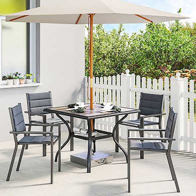Outsunny Outdoor Dining Table, 37inch Square Patio Table with Umbrella Hole