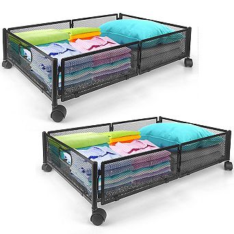 Under Bed Storage Containers with Wheels, Under Bed Organizer Drawer for Clothes, Toy, 2 Packs