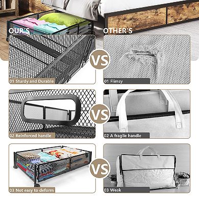 Under Bed Storage Containers with Wheels, Under Bed Organizer Drawer for Clothes, Toy, 2 Packs