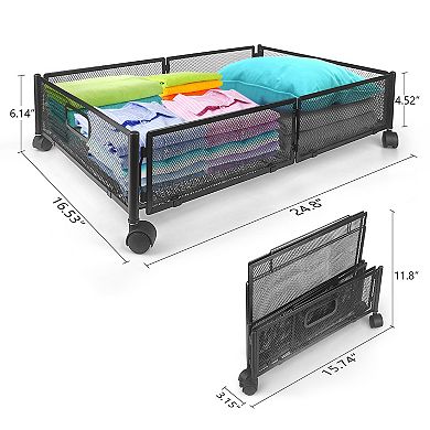 Under Bed Storage Containers with Wheels, Under Bed Organizer Drawer for Clothes, Toy, 2 Packs