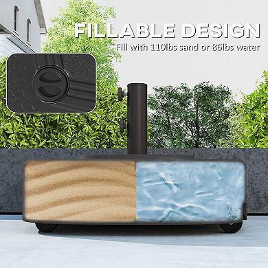 Patio Umbrella Base with Wheels, Umbrella Base for 1.5"/1.9" Umbrella Poles