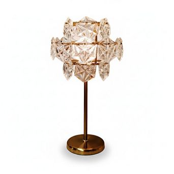 26"H Bronze Vase with Symmetrical Crystal Design Shade LED Table Lamp