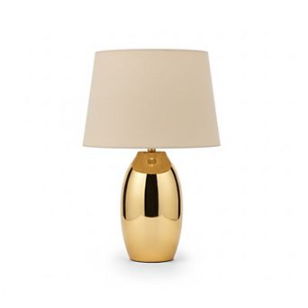 23"H Gold Glossy Vase with Fabric Shade Table Lamp