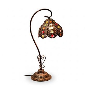 21"H Bronze Ornate Vase with Mosaic Petal Shade LED Table Lamp