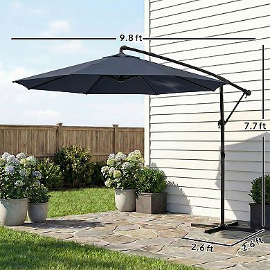 Outsunny 10 ft Offset Patio Umbrella with Cover, Cantilever Umbrella