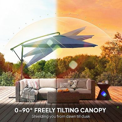 Outsunny 10 ft Offset Patio Umbrella with Cover, Cantilever Umbrella