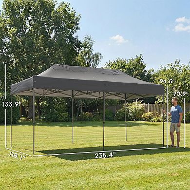 Outsunny 10x20 ft Pop Up Canopy Tent, Heavy Duty Outdoor Canopy,